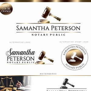 Notary Logo design, Attorney branding kit, Lawyer logo, judge gavel branding, Notary Public Logo, Law brand, Legal Logo, Judge hammer 246