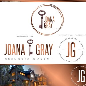 Onroerend goed logo ontwerp, Makelaar logo, sleutel logo, Premade Branding Kit, Business merk, Watermerk, Gouden logo Visitekaartje Boutique logo 18.1