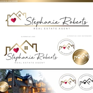 Realtor Logo, Real Estate Logo Design, Haus Dach Logo, Herz Branding Kit, Realty Logo Design, Stempel Realtor, Real Estate Visitenkarte 124