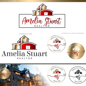 Logotipo do corretor de imóveis, design de logotipo imobiliário, logotipo da casa, kit de marca extravagante, design de logotipo imobiliário Real Marketing, cartão de visita do agente de corretagem 141