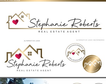 Realtor Logo, Real Estate Logo Design, Haus Dach Logo, Herz Branding Kit, Realty Logo Design, Stempel Realtor, Real Estate Visitenkarte 124