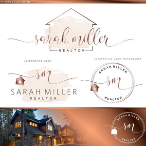 Onroerend goed logo, Makelaar logo, Huis logo, Premade Branding Kit, Business merk, keyence, Rose Gold logo, Visitekaartje, Watermerk logo 50