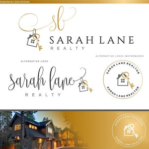 Onroerend goed logo, makelaar logo, huis sleutel logo, goud logo ontwerp, premade logo, watermerk logo, visitekaartje makelaar, makelaar 42