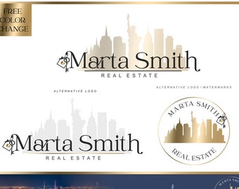 New York Skyline Logo Design, Realtor Logo, Real Estate Logo Design, City Skyline Branding Kit, Realty Logo Design, Unikat Branding Set 217