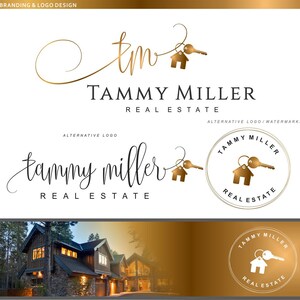 Logo dell'agente immobiliare, Logo immobiliare, Logo chiave della casa, Design del logo d'oro, Logo prefabbricato, Logo della filigrana, Broker di biglietti da visita, Realtor Marketing 75