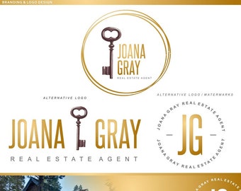 Real Estate logo design, Realtor logo, key logo, Premade Branding Kit, Business brand, Watermark, Gold logo, Business card, Boutique logo 18