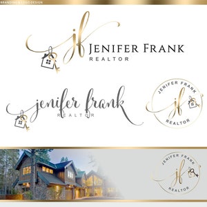 Logotipo de bienes raíces, logotipo de agente de bienes raíces, logotipo de llave de la casa, diseño de logotipo de oro, logotipo prefabricado, logotipo de marca de agua, corredor de tarjetas de visita, realtor Marketing 143