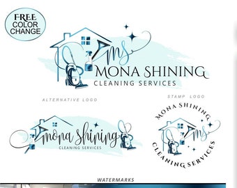 Reinigungsservice Logo Design, Kommerzielles Wohnlogo Home House Reinigung Marketing Kit Housekeeping Maid Logo, Geschäftshaus Logo 271