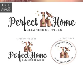 Reinigung Logo Design custom, Haus service, Premade Logo, Hausreinigung Marketing Kit Hausreinigung Logo Maid Logo, Fenster Spray Schwamm 227