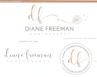 Dandelion logo, Branding Kit, Photography logo, Flower logo, Photography logo, Watermark, shabby chic logo, Simple Logo design Custom kit 08