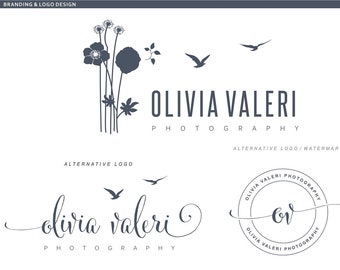 Floral Photography Logo Design, Branding Kit, Watermark (Digital Files)