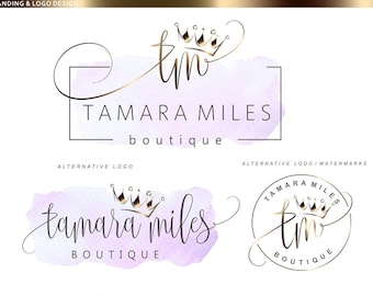 Crown Logo design, Boutique logo kit, Beauty Photography logo Lash artist Fashion Branding Kit Coach Watermark Royal Queen Princess Logo 237