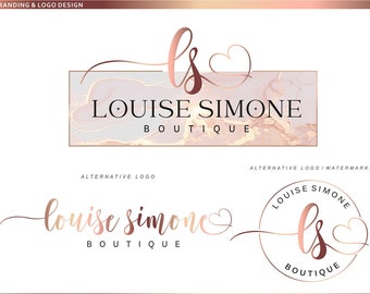 Logo design, boutique logo kit, Beauty Photography logo, Marble golden, Fashion Branding Kit Watermark Custom package Real estate Coach 229