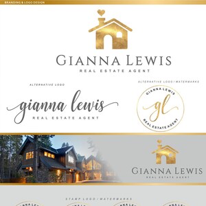 Diseño del logotipo de bienes raíces, logotipo de Gold house Realtor, corredor de branding Kit, kit de marketing de realtor, tarjeta de presentación de bienes raíces, diseño de interiores 43