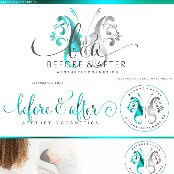 Kosmetik Logo Paket, Premade Gesicht Logo, Schmetterling Logo, Branding Kit, Makeup Logo, Coacher Markendesign, Watermark Logo, Logo Design 54.1