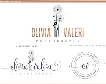 Dandelion logo, Photography logo, Premade logo, Blog logo, Branding Kit, Watermark, Flower Event planner logo, Logo Design, Branding set 11