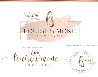 Crown Logo design,Boutique logo kit, Beauty Photography logo Lash artist, Fashion Branding Kit Coach Watermark Royal Queen Princess Logo 236