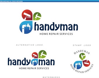 Home repair service logo, Cleaning logo design, Premade logo, House reconstruction, Remodeling logo Handyman Painting logo, Builder logo 122