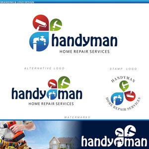 Home repair service logo, Cleaning logo design, Premade logo, House reconstruction, Remodeling logo Handyman Painting logo, Builder logo 122