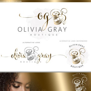 Boutique logo package, Sewing Logo, Thread Pool, Clothing logo, Blog Fashion Branding Kit Watermark Custom business package tailor design 94