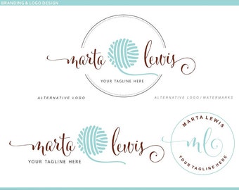 Crochet logo package, Premade Branding Kit, Knitting logo design, Watermark, Yarn logo, Sewing Logo Custom business package, Logo package 81