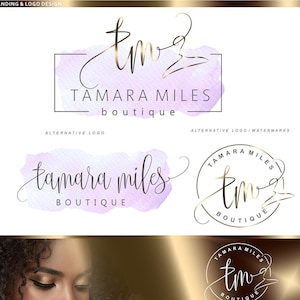 Pacote de logotipo boutique, design de logotipo dourado Logotipo de cabide de roupas, Blog, logotipo de costura, Kit de marca de moda Marca d'água Pacote de negócios personalizado, 52