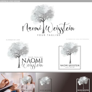 Logotipo de terapia de entrenador de vida, logotipo de psicólogo, diseño de logotipo de árbol de acuarela, conjunto holístico Welness, kit de marca, Mental Health Mind Spirit 146
