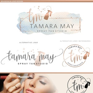 Design de logotipo Spray Tan, kit de marca de arma Tan, logotipo de spray Stardust, logotipo de bronzeamento móvel Stardust, salão de beleza, estúdio Tan, pacote de marca, 160