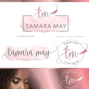 Lashes logo, Eyelash logo, Cosmetics logo, Premade Branding Kit, Blog logo, Watermark, Gold logo, Logo Design, Stamp, Logo package 25.1