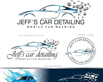 Spa car Logo Design, Car Laundry service, Branding kit, Auto Cleaning services, wash car business, Mobile car detailing washing center  166