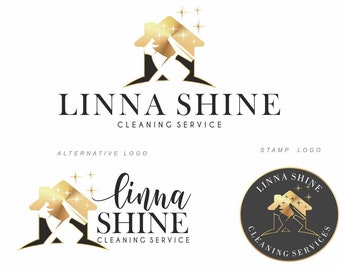 Cleaning service logo design custom, Home service, Premade business logo, House cleaning marketing kit Housekeeping logo Maid Logo, 258