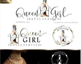 Design do logotipo da rainha, kit de marca da Royal Boutique, kit de moda para fotografia de beleza, treinador, marca d'água, logotipo da rainha, princesa, coroa, salão de cabeleireiro 267