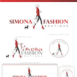 Boutique logo design, Clothing branding shop, Lady logo package, Woman dog Branding Kit, Fashion package set, feminine design, closet 198