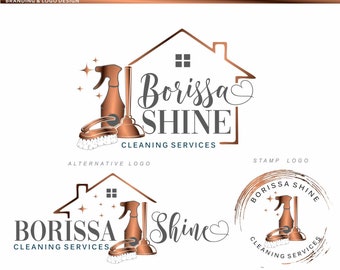 Reinigungsservice Logo Design, Haus service, Premade Logo, Hausreinigung Marketing Kit Housekeeping Logo Maid Logo, Business House Logo 256