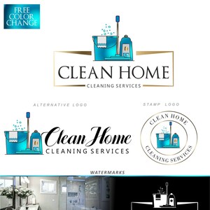 Pulizia del design del logo, Servizio a domicilio, Logo prefabbricato, Kit di marketing per la pulizia della casa Logo della pulizia Logo della cameriera, Windows Cleaner Business 230