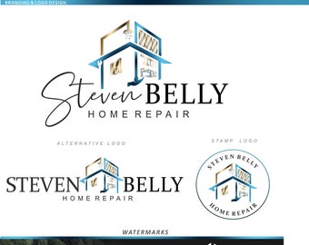 Home-Reparatur-Service-Logo-Design, Gewerbliches Wohnhaus Heimwerker Marketing-Kit Wartung Bau Geschäft Umbau Logo 289