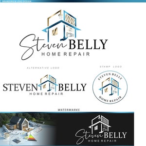 Home repair service logo design, Commercial residential House handyman marketing kit Maintenance Construction Business remodeling logo 289