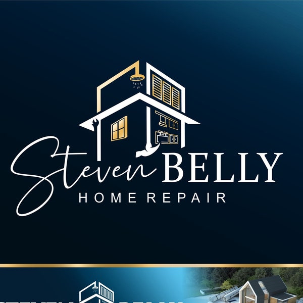 Home repair service logo design, Commercial residential House handyman marketing kit Maintenance Construction Business remodeling logo 289