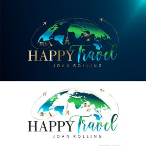 Logo di viaggio, kit di branding avventura, design di viaggio sulla mappa del mondo, blogger di viaggio, globo, biglietto da visita dell'agente di viaggio, logo dell'aereo, agente di viaggio 291