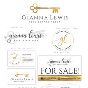 Logotipo de Realtor, Diseño de logotipo de bienes raíces, logotipo clave, Kit de marca prefabricado, Marca comercial, Logotipo de llave de oro, Tarjeta de visita, Logotipo de boutique 41