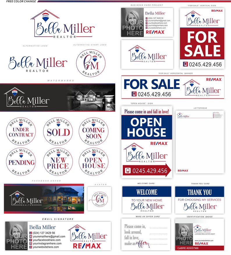 Realtor Logo REMAX Logo Real Estate Marketing Design Etsy