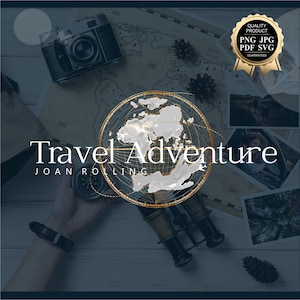 Logo podróży, Adventure Branding Kit, projekt podróży na mapie świata, bloger podróżniczy, Globe, wizytówka agenta podróży, samolot, agent podróży 294