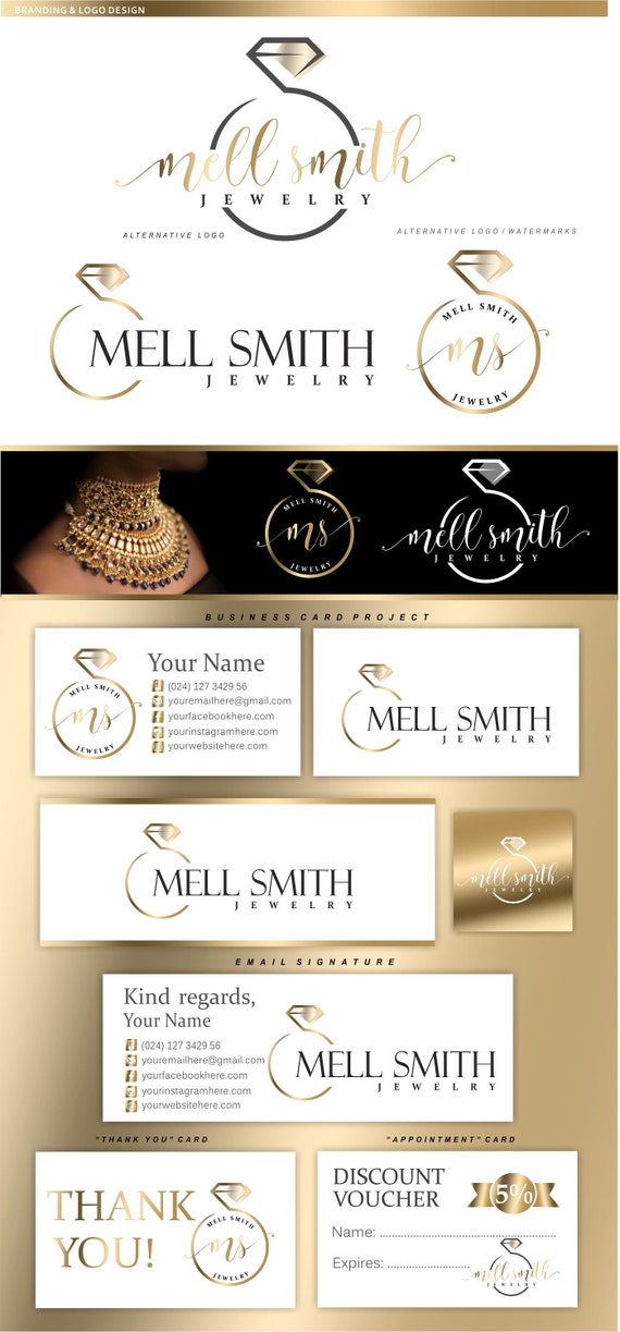 Jewelry Logo Design Diamond Ring Premade Logo Package Gold - Etsy