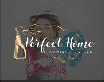Progettazione di un logo personalizzato per le pulizie, Servizio a domicilio, Logo predefinito, Kit di marketing per le pulizie domestiche, Logo per le pulizie domestiche, Logo per la cameriera, Logo per Windows Spray 204
