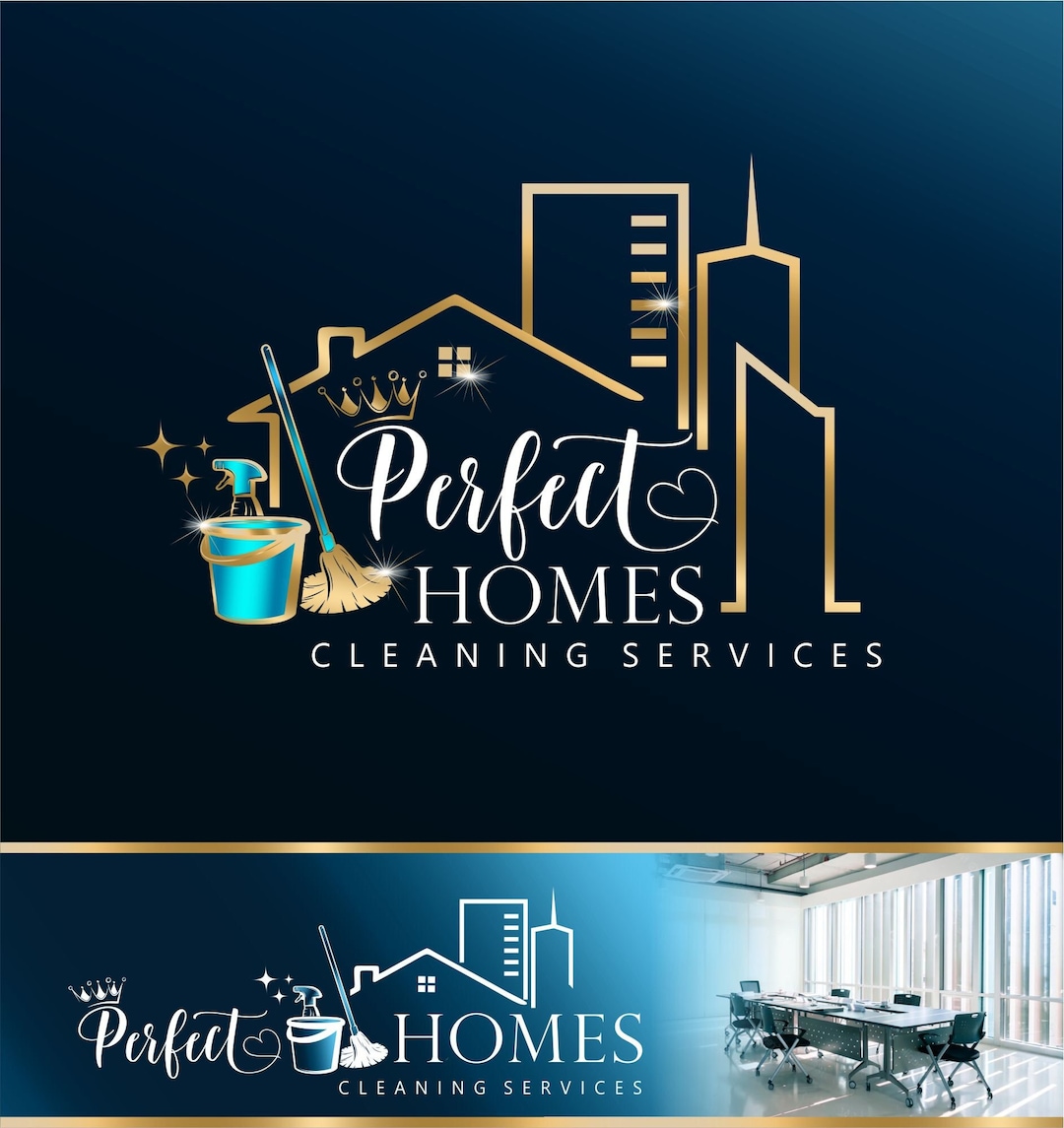 Cleaning Service Logo Design, Commercial Residential Logo Home House