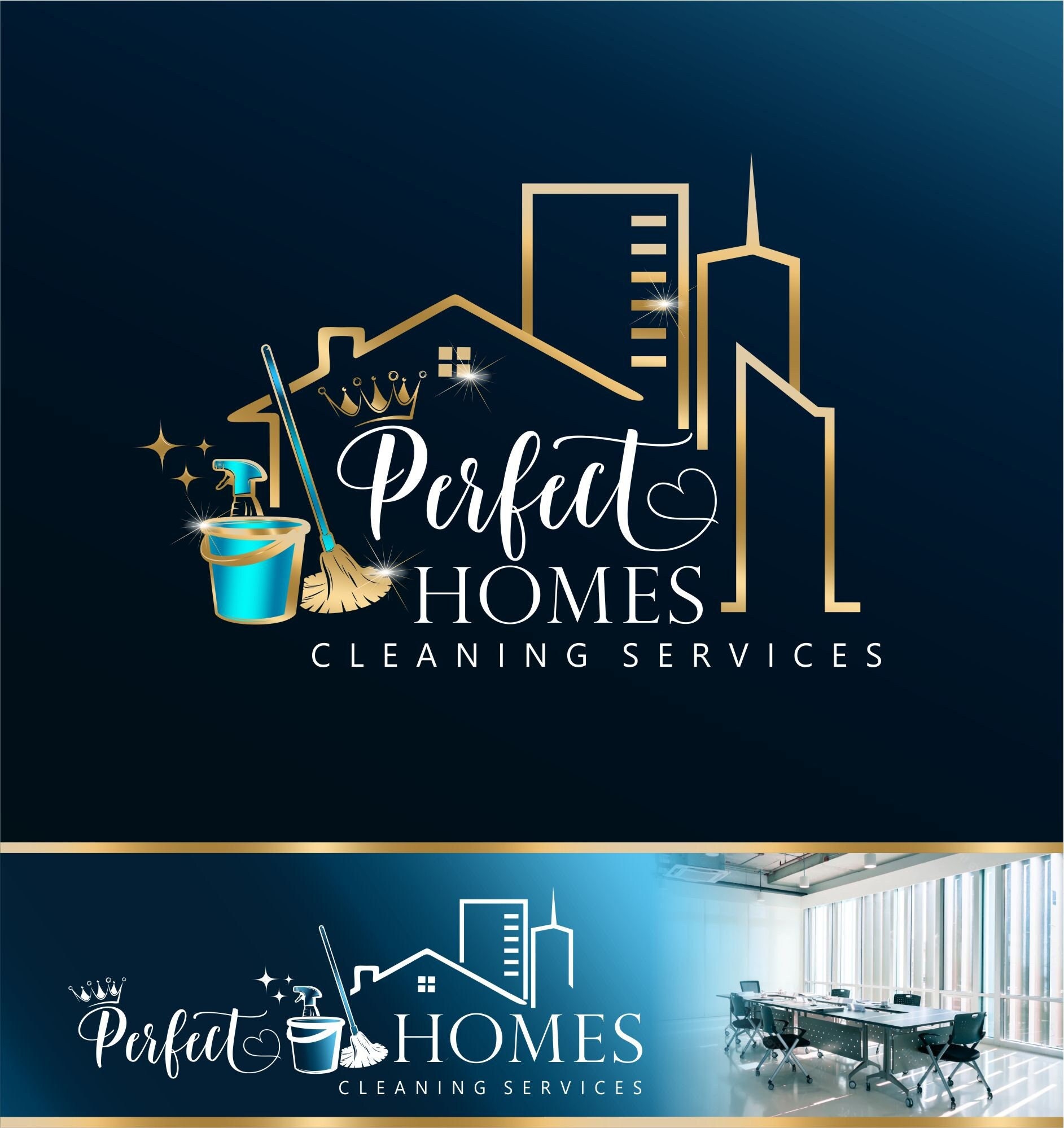 Cleaning Service Logo Design Commercial Residential Logo Home Etsy UK