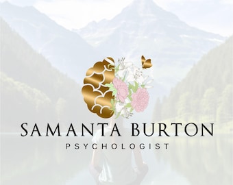 Logotipo de flores cerebrais, Psicologia terapêutica, Design de logotipo de coach de vida, Logotipo de bem-estar, Kit de marca para coach de vida, Marca pré-fabricada para saúde mental 253
