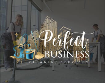 Commercial residential cleaninig logo, Service logo design, Home House clean marketing kit Housekeeping Office Logo, Business house logo 279