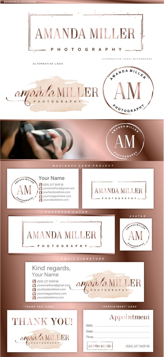 Logo Watercolor Logo Design Rose Gold Branding Kit Etsy Logo Watercolor Logo Design Rose Gold Branding Kit Etsy