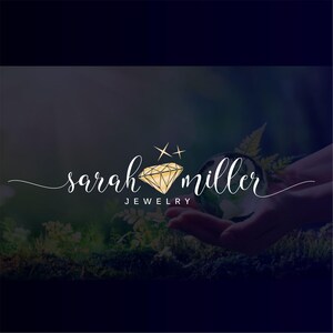 Design de logotipo de joias, Pacote de logotipo pré-fabricado de diamante, Logotipo geométrico em ouro rosa, Kit de marca, Marca d'água, Pacote personalizado, Conjunto de logotipo de boutique 117